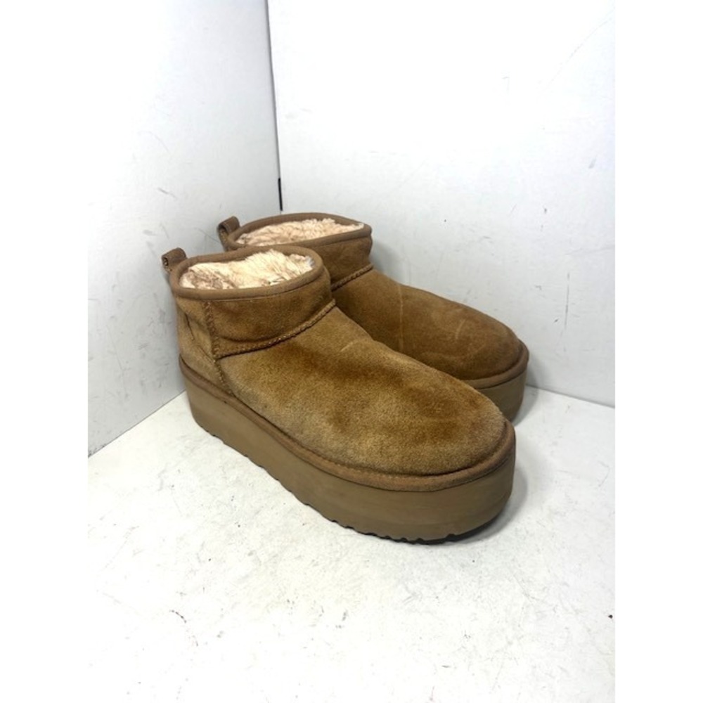UGG Classic Ultra Mini Platform Chestnut Suede Ankle Boots 1135092 Womens 11